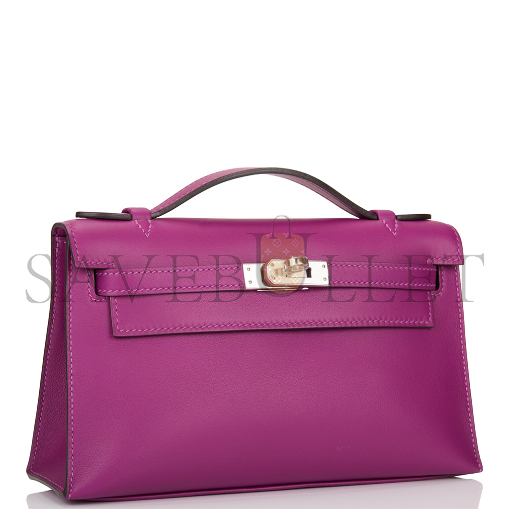 HERMÈS ANEMONE SWIFT MINI KELLY POCHETTE PALLADIUM HARDWARE (22*14*7cm)